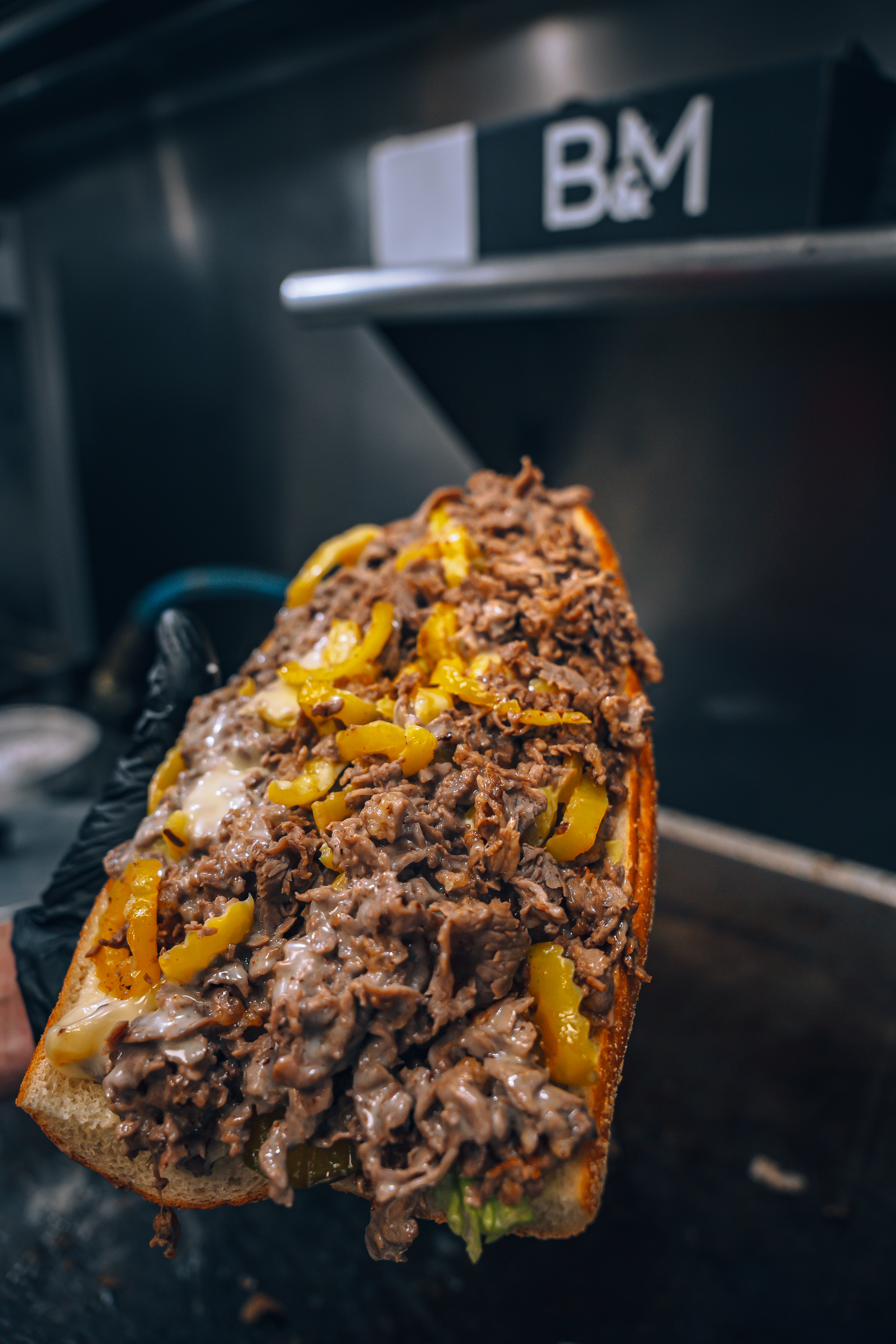 Cheesesteak with banana peppers
